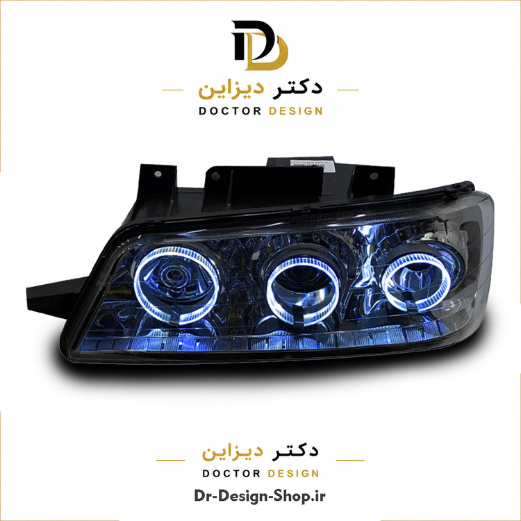 چراغ جلو اسپرت پژو 405 مدل سه حلقه 3D برند مدرن | بسته 2 عددی