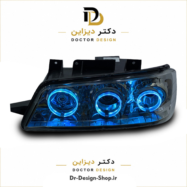 چراغ جلو اسپرت پژو 405 مدل سه حلقه 3D برند مدرن | بسته 2 عددی