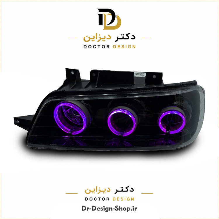 چراغ جلو اسپرت پژو 405 مدل سه حلقه 3D برند مدرن | بسته 2 عددی