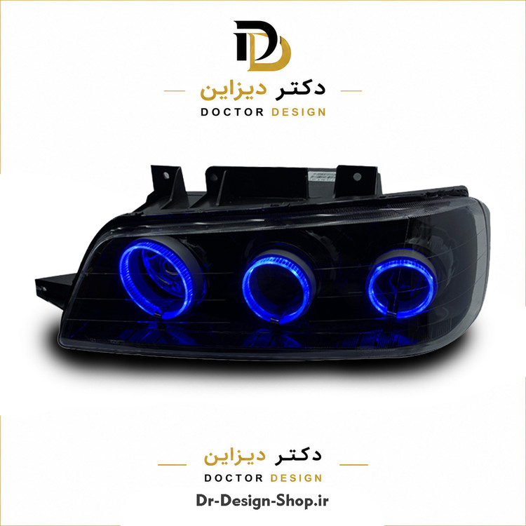 چراغ جلو اسپرت پژو 405 مدل سه حلقه 3D برند مدرن | بسته 2 عددی