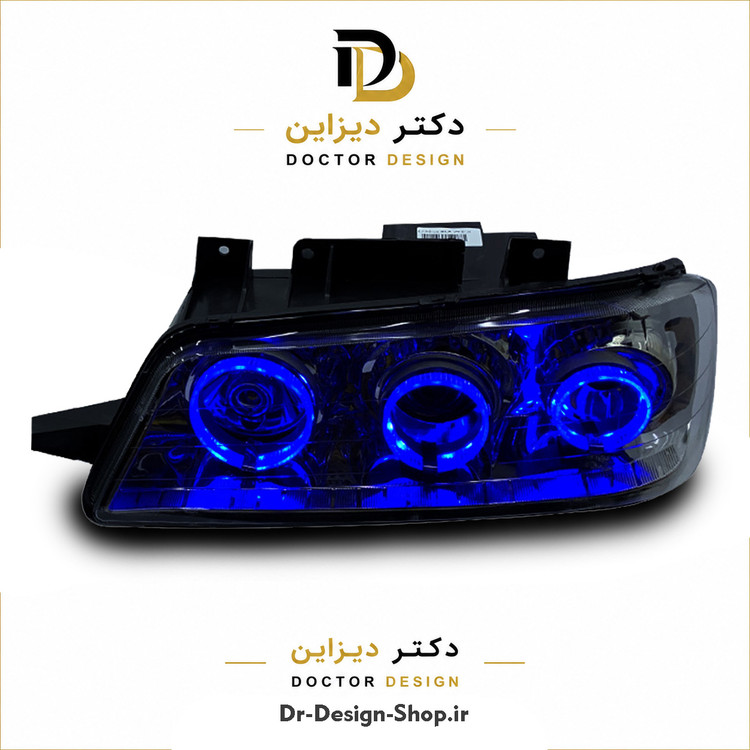 چراغ جلو اسپرت پژو 405 مدل سه حلقه 3D برند مدرن | بسته 2 عددی