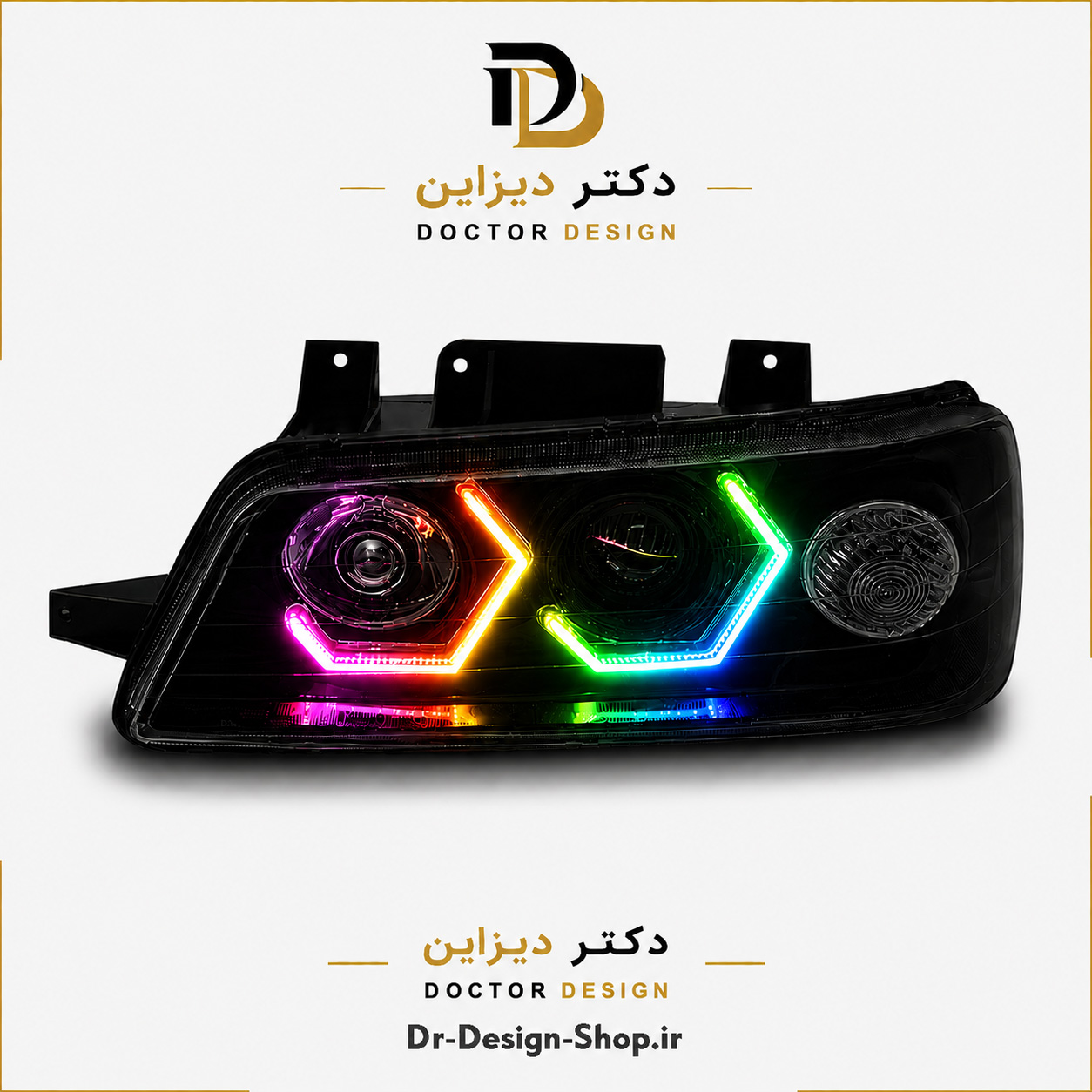 چراغ جلو اسپرت پژو 405 SLX برند مدرن مدل 3D-I8 بسته دو عددی