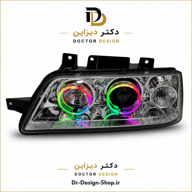 چراغ جلو اسپرت پژو 405 مدل حلقه 3D برند مدرن | بسته 2 عددی