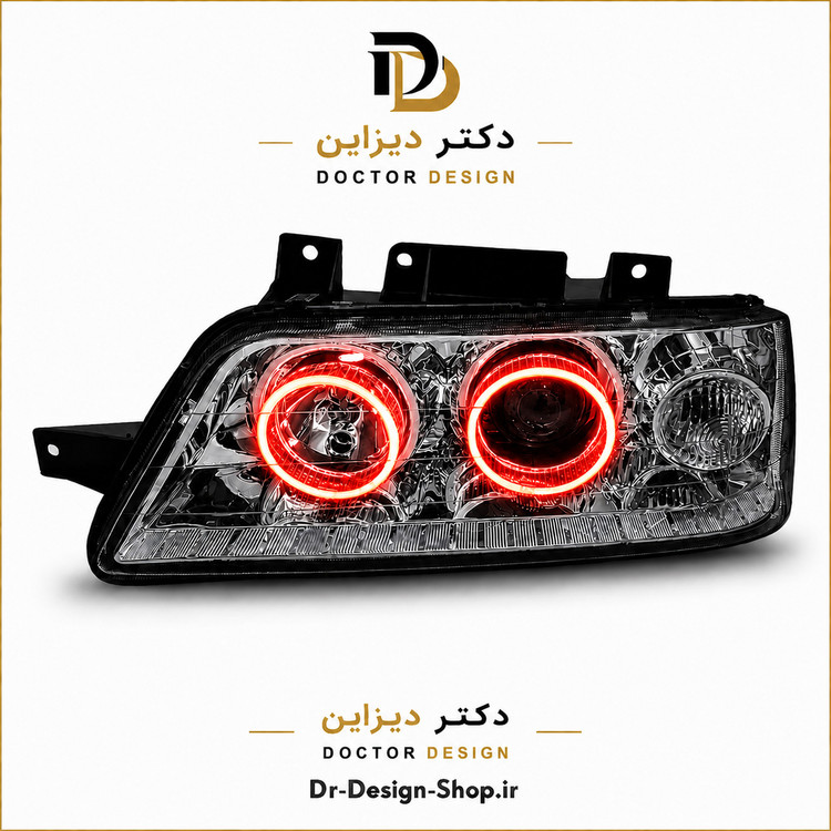 چراغ جلو اسپرت پژو 405 مدل حلقه 3D برند مدرن | بسته 2 عددی