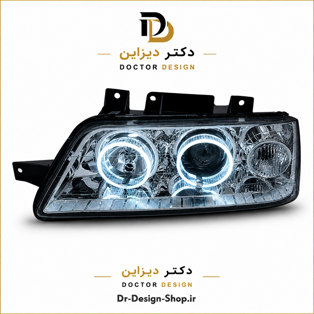 چراغ جلو اسپرت پژو 405 مدل حلقه 3D برند مدرن | بسته 2 عددی