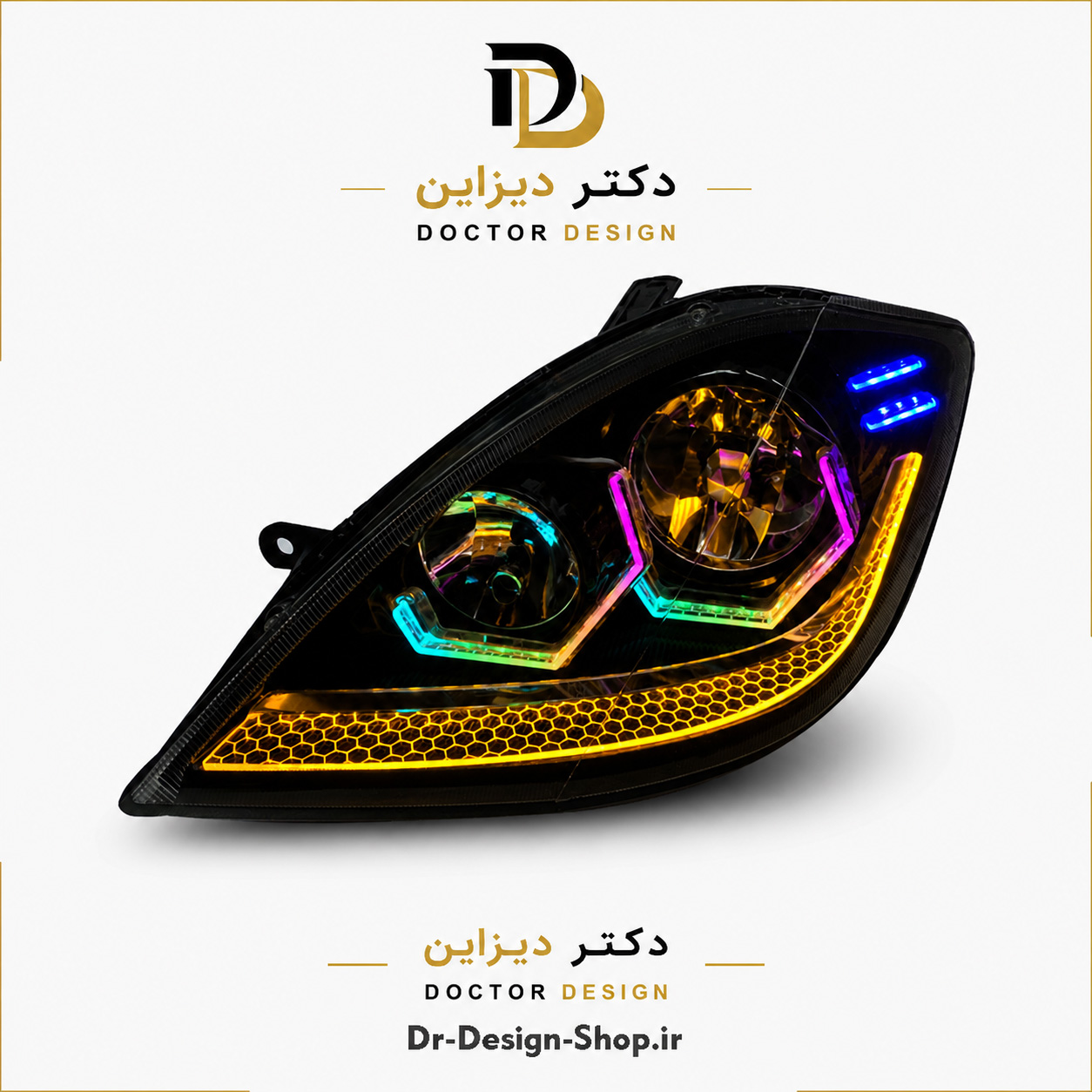 چراغ جلو اسپرت تیبا 1 و 2 مدل 3D Plus فولکالر برند مدرن | بسته 2 عددی
