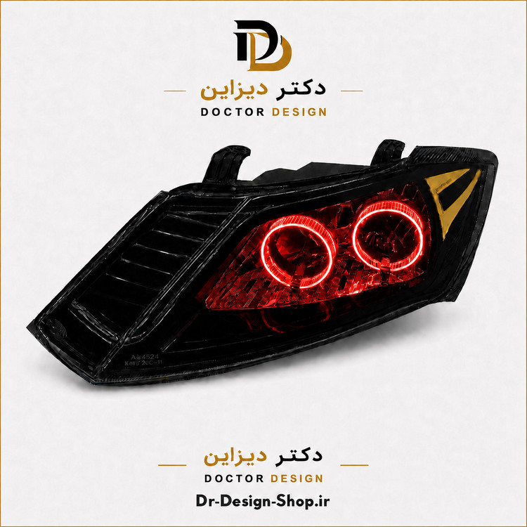 چراغ جلو اسپرت ساینا و کوییک مدل حلقه 3D برند مدرن | بسته 2 عددی