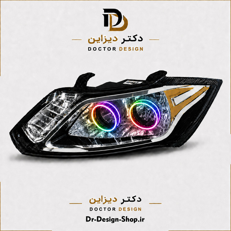 چراغ جلو اسپرت ساینا و کوییک مدل حلقه 3D برند مدرن | بسته 2 عددی