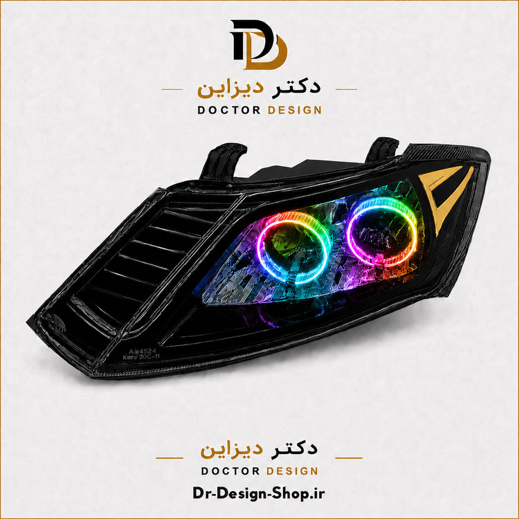 چراغ جلو اسپرت ساینا و کوییک مدل حلقه 3D برند مدرن | بسته 2 عددی