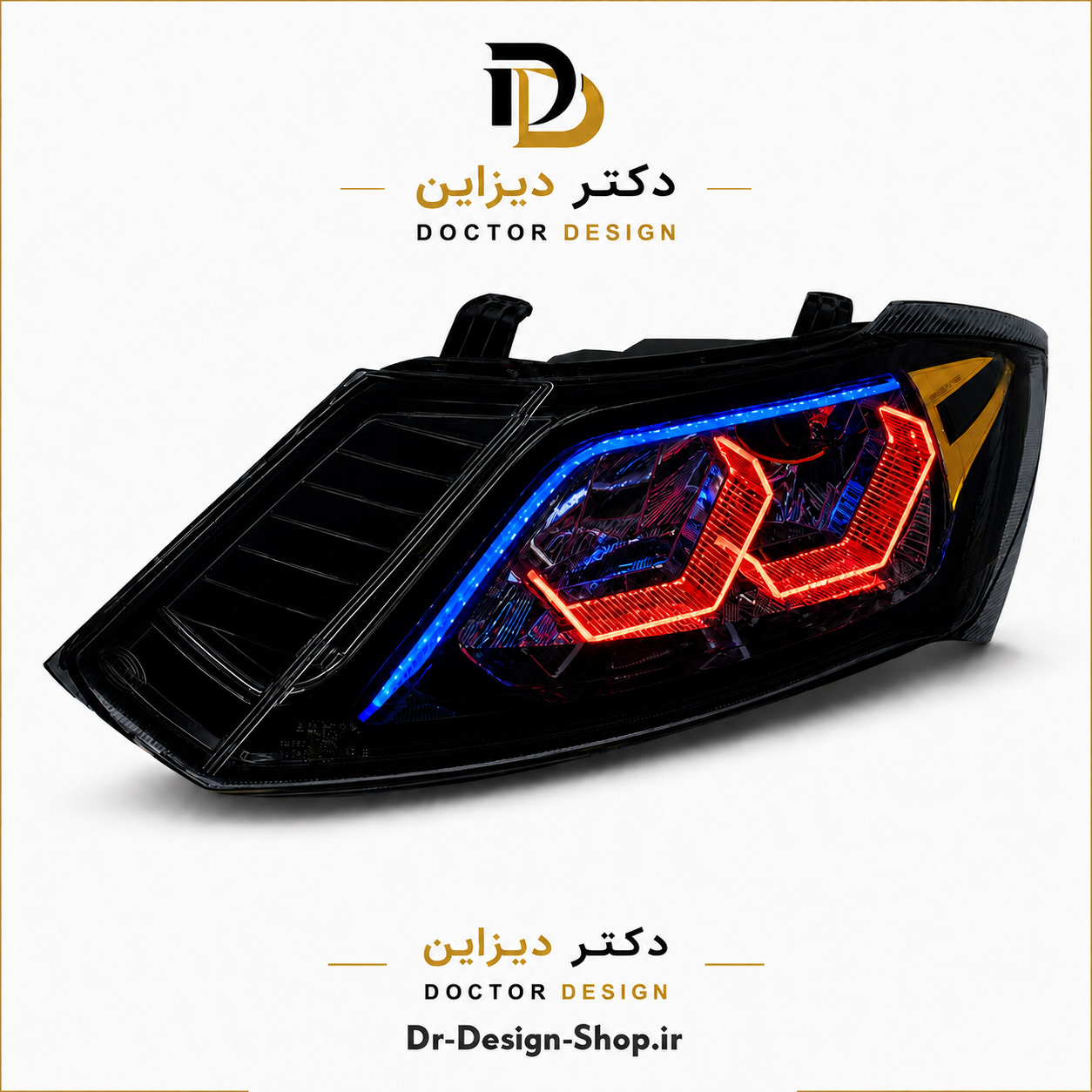 چراغ جلو اسپرت ساینا و کوییک مدل 3D HG برند مدرن | بسته 2 عددی