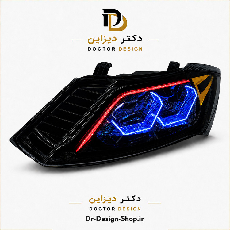 چراغ جلو اسپرت ساینا و کوییک مدل 3D HG برند مدرن | بسته 2 عددی