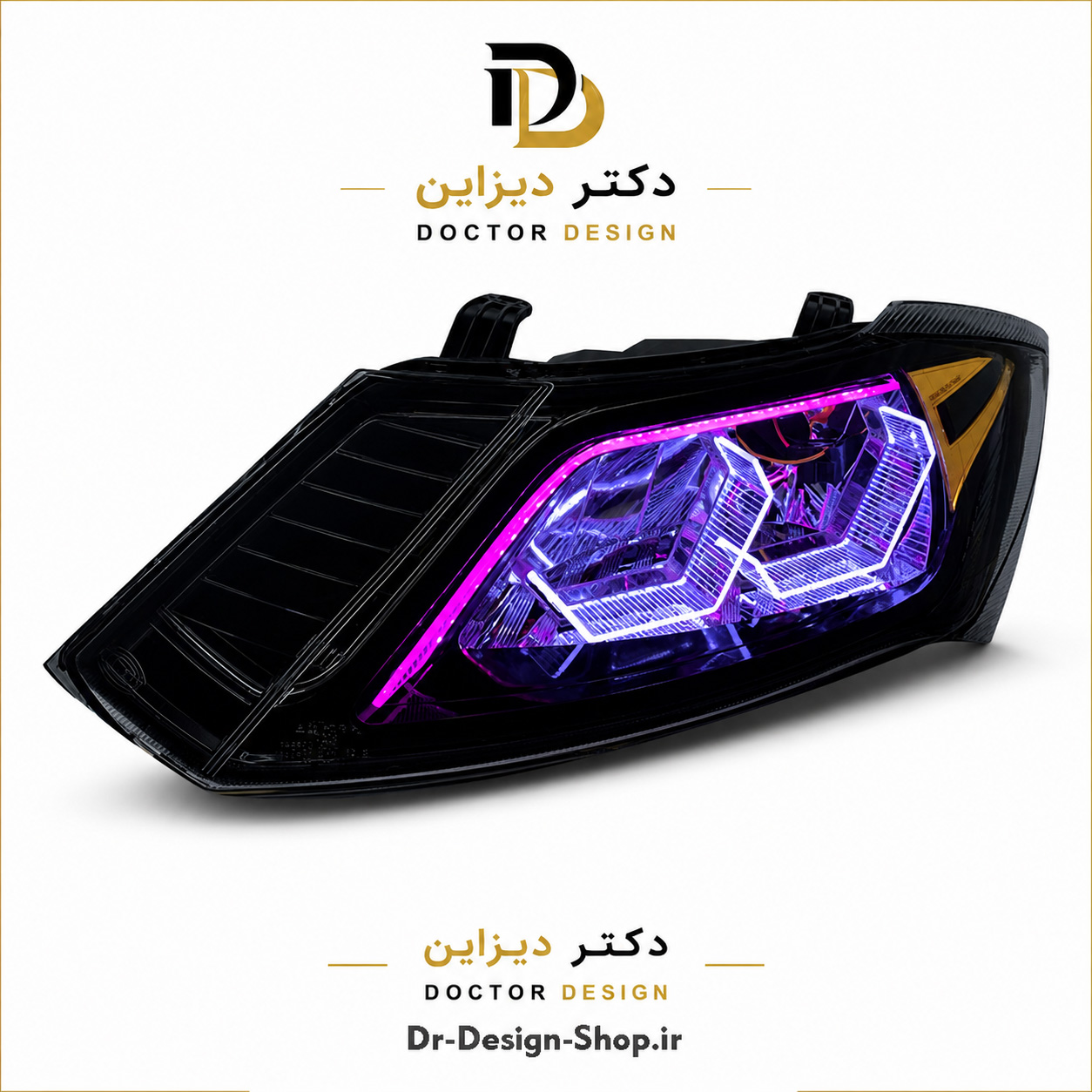 چراغ جلو اسپرت ساینا و کوییک مدل 3D HG برند مدرن | بسته 2 عددی
