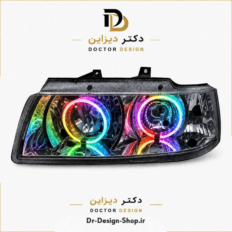 چراغ جلو اسپرت سمند مدل حلقه 3D برند مدرن | بسته 2 عددی