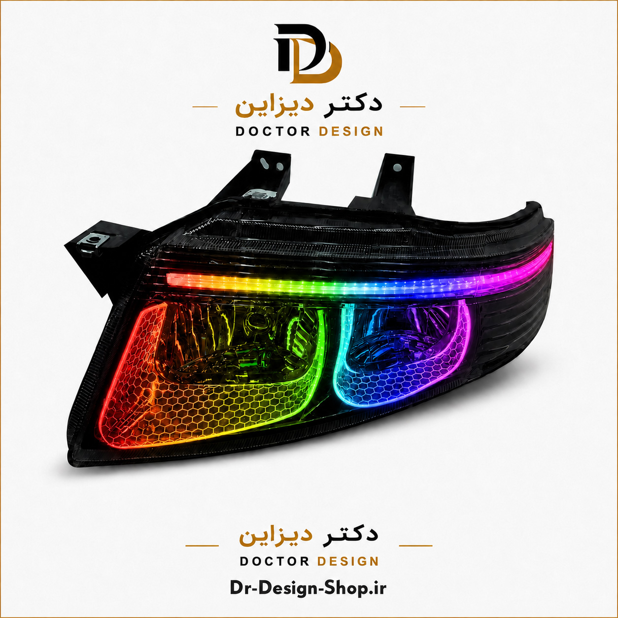 چراغ جلو اسپرت سمند سورن مدل 3D U برند مدرن | بسته 2 عددی