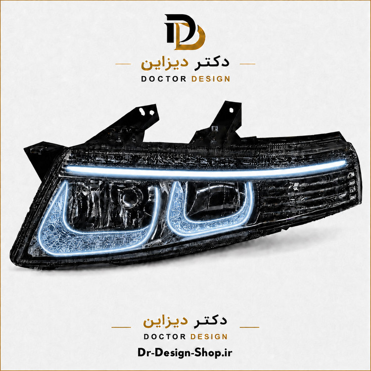 چراغ جلو اسپرت سمند سورن مدل 3D U برند مدرن | بسته 2 عددی