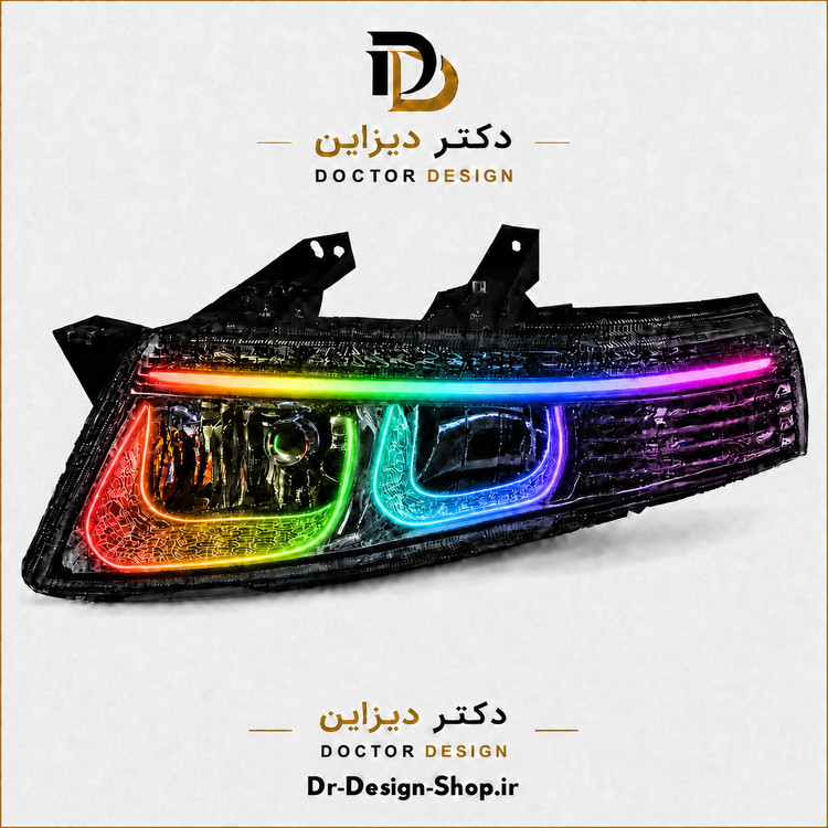 چراغ جلو اسپرت سمند سورن مدل 3D U برند مدرن | بسته 2 عددی