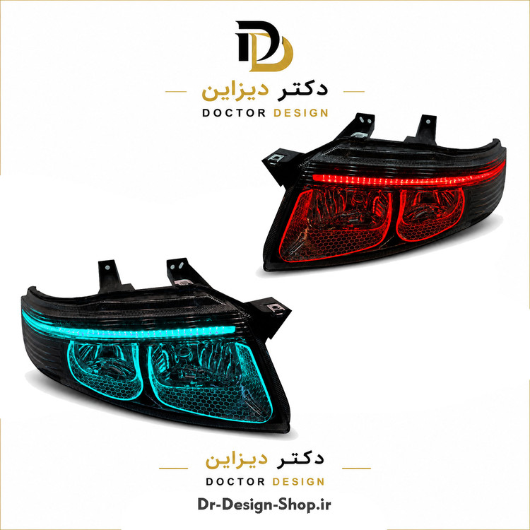 چراغ جلو اسپرت سمند سورن مدل 3D U برند مدرن | بسته 2 عددی