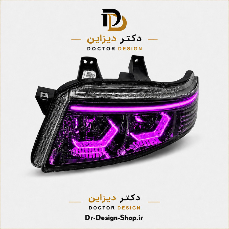 چراغ جلو اسپرت سمند سورن مدل 3D Hexa دو حالته برند مدرن | بسته 2 عددی