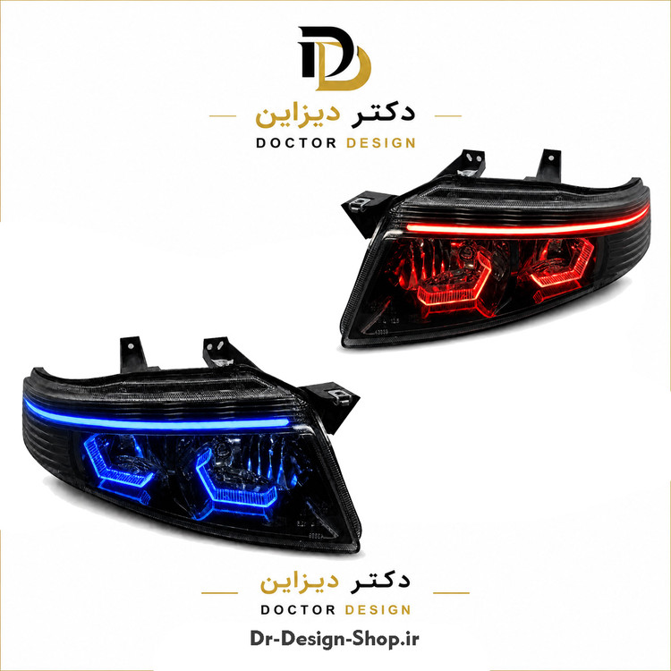 چراغ جلو اسپرت سمند سورن مدل 3D Hexa دو حالته برند مدرن | بسته 2 عددی