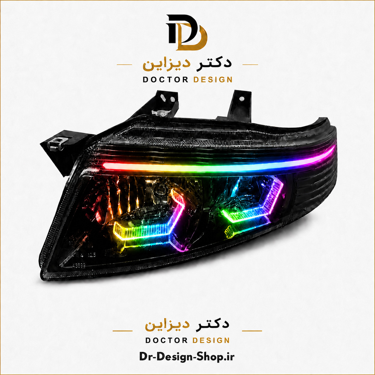چراغ جلو اسپرت سمند سورن مدل 3D Hexa دو حالته برند مدرن | بسته 2 عددی