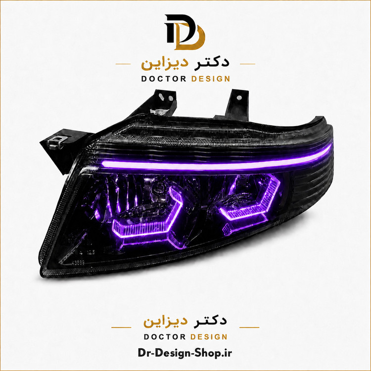 چراغ جلو اسپرت سمند سورن مدل 3D Hexa دو حالته برند مدرن | بسته 2 عددی