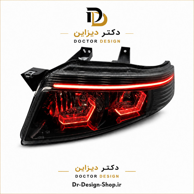 چراغ جلو اسپرت سمند سورن مدل 3D Hexa دو حالته برند مدرن | بسته 2 عددی