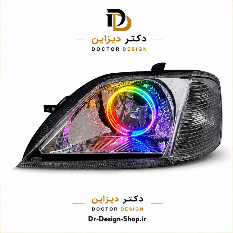 چراغ جلو اسپرت ال 90 مدل تک حلقه 3D برند مدرن موتور دار | بسته 2 عددی