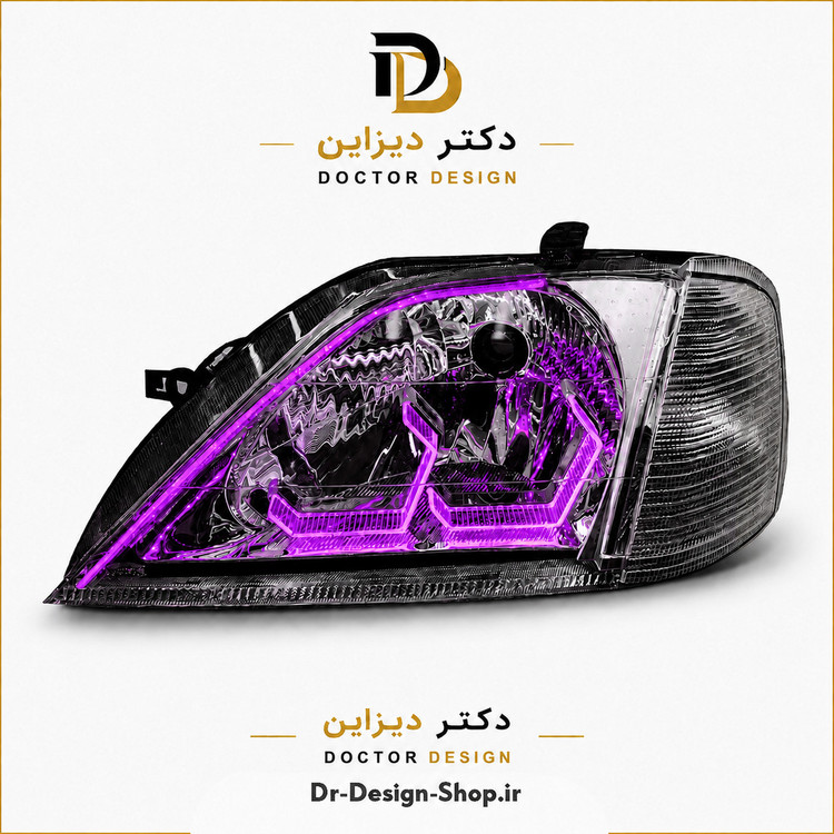 چراغ جلو اسپرت ال 90 مدل 3D Hexa برند مدرن موتوردار | بسته 2 عددی