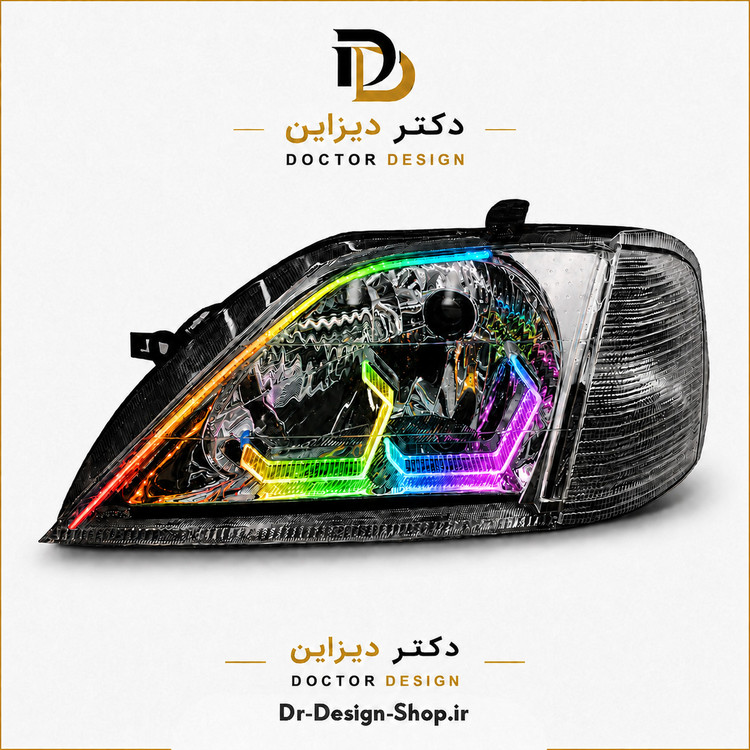 چراغ جلو اسپرت ال 90 مدل 3D Hexa برند مدرن موتوردار | بسته 2 عددی