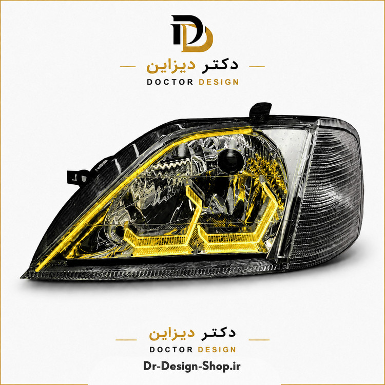 چراغ جلو اسپرت ال 90 مدل 3D Hexa برند مدرن موتوردار | بسته 2 عددی