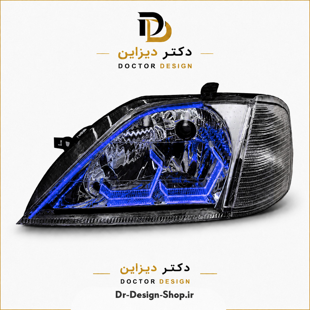 چراغ جلو اسپرت ال 90 مدل 3D Hexa برند مدرن موتوردار | بسته 2 عددی