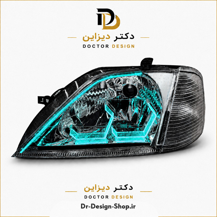 چراغ جلو اسپرت ال 90 مدل 3D Hexa برند مدرن موتوردار | بسته 2 عددی