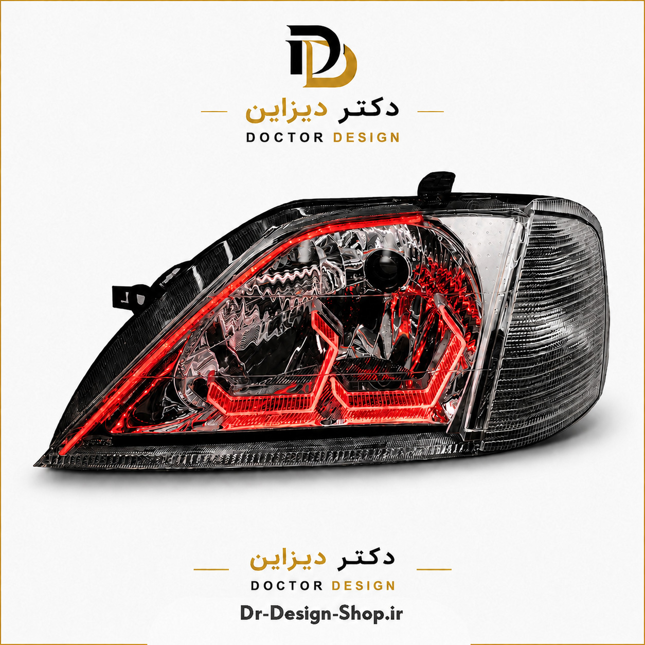 چراغ جلو اسپرت ال 90 مدل 3D Hexa برند مدرن موتوردار | بسته 2 عددی