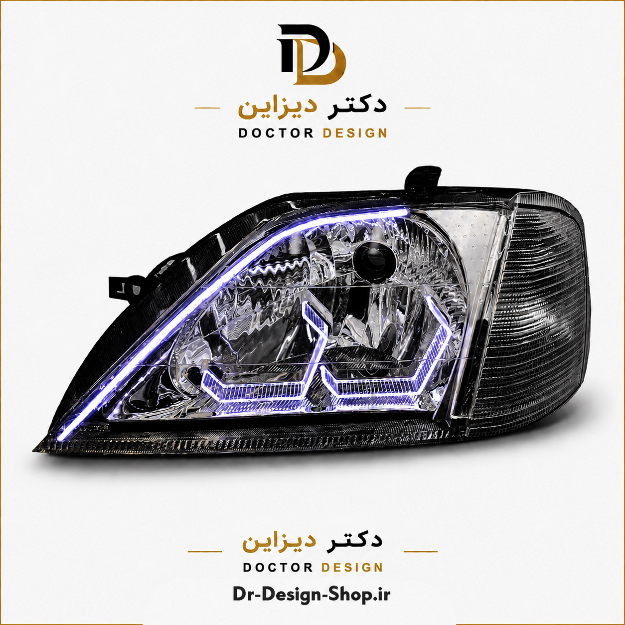 چراغ جلو اسپرت ال 90 مدل 3D Hexa برند مدرن موتوردار | بسته 2 عددی