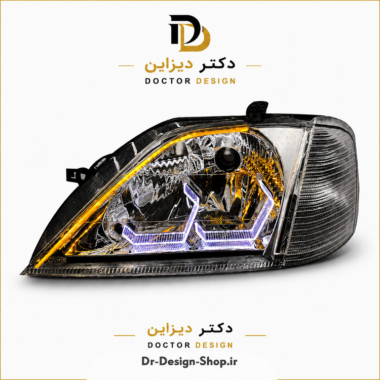 چراغ جلو اسپرت ال 90 مدل 3D Hexa برند مدرن موتوردار | بسته 2 عددی