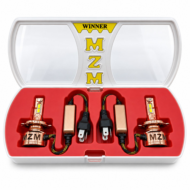 هدلایت خودرو برند MZM مدل Winner پایه H4 دو کنتاکت نور سفید یخی | بسته ۲ عددی