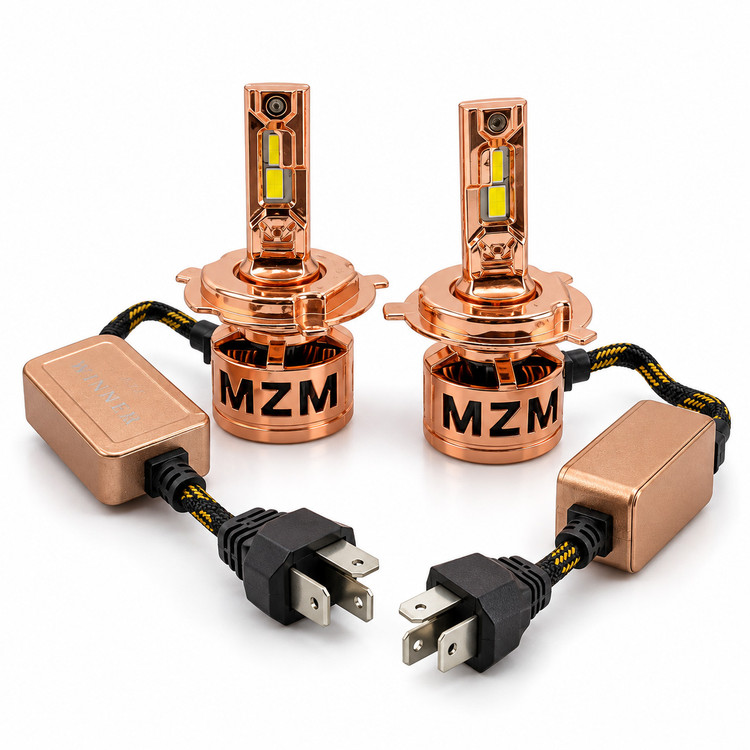 هدلایت خودرو برند MZM مدل Winner پایه H4 دو کنتاکت نور سفید یخی | بسته ۲ عددی