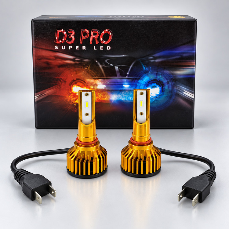 هدلایت خودرو برند MZM مدل D3 Pro رنگ سفید یخی با پایه انتخابی | بسته دو عددی