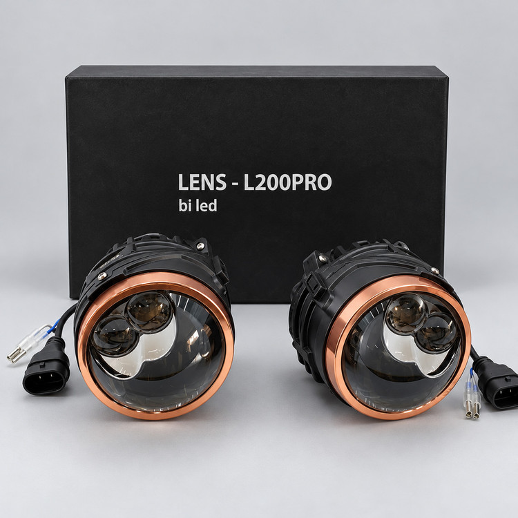 لنز مه شکن خودرو برند MZM مدل L200 Pro Bi LED سه حالته موتوردار | بسته دو عددی